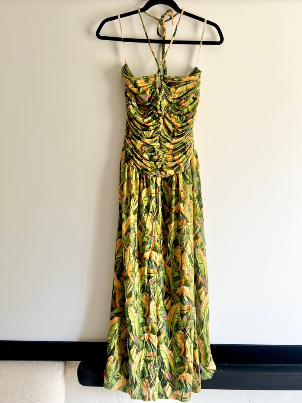 FARM Rio Strapless Tropical Midi Dress in Green and Yellow Print - Picture 8 of 16